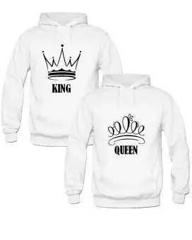 white king and queen hoodies