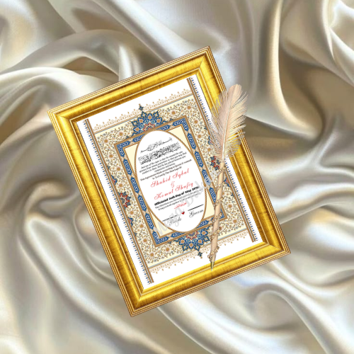 Nikkah Certificate withe crystal white frame , with free shipping , nikkah certificate for nikkah
