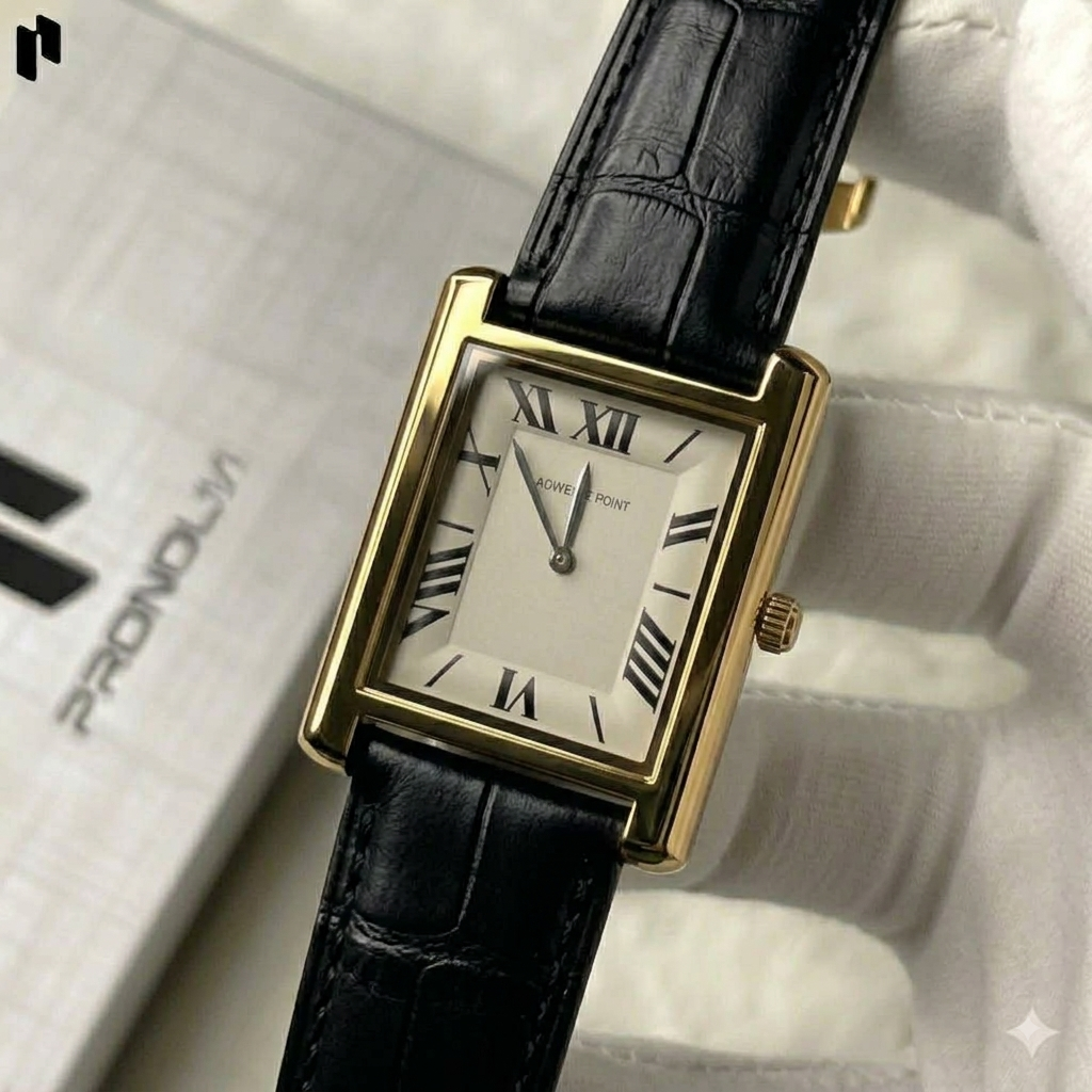 Leather Strap Watch For Men's – Stylish Fashion Quartz Silicone Soft Rubber PU Strap Waterproof Belt - Elegant Business Watches for Boy's in Rectangular Shape Dial Analog Old Money Time Classic Vintage Look For Men With Golden & Silver Case