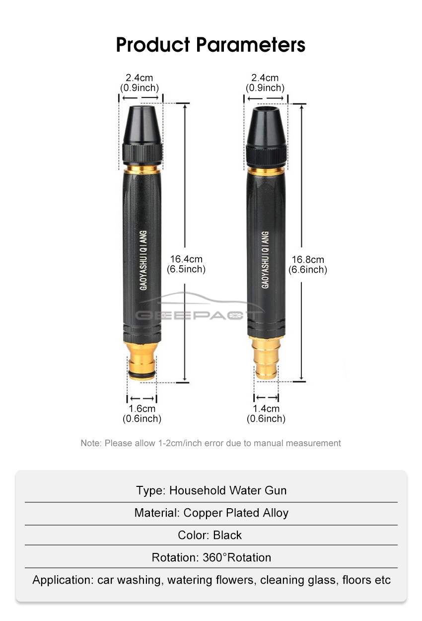 Buy Portable Water Sprayer Nozzle Adjustable Metal High Pressure Car