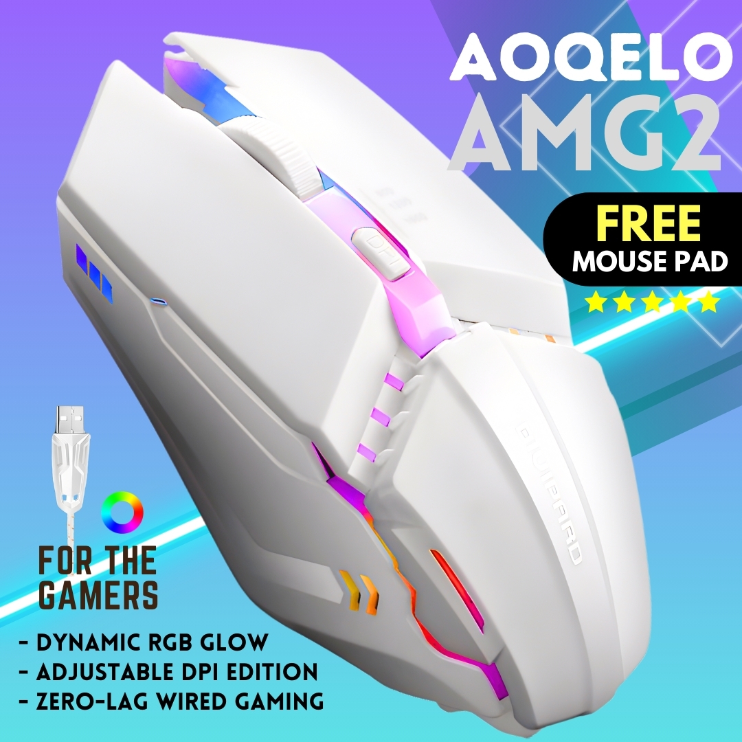 AMG2 Wired Premium RGB Gaming Mouse | Mechanical Design with Nylon Braided Cable & 3-Level DPI (600-1600) | Breathing RGB LED Glowing Optical Gamer Mouse for PC, Computer, Laptop | USB Esports Pro Gaming Setup - One Click-Pick