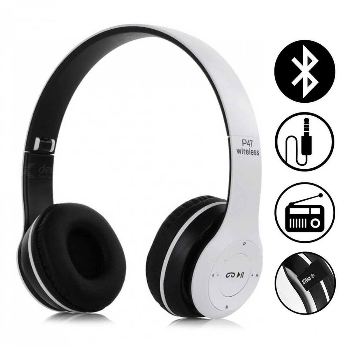 P47 Wireless headphones with Microphone Bluetooth Foldable Headset Support FM Radio TF for PC ,TV Smart Phones & Tablets etc.