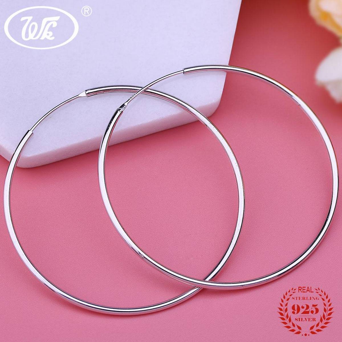 Daraz Ladies Hoop Earrings Silver Simple Style Stylish Hoop