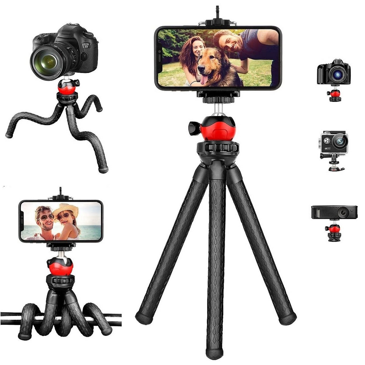 Portable Flexible LARGE 10inch Octopus Stand Gorilla tripod  for Digital Cameras, Mobiles & DSLR With mobile Holder