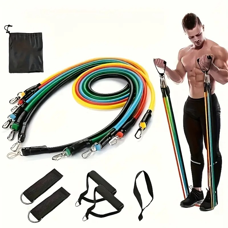REBELEES Resistance Band Set for Strength Training | Premium Elastic Workout Bands with Multiple Resistance Levels | Non-Slip & Durable Exercise Bands for Men & Women | Home Gym, Yoga, Pilates & Fitness Equipment