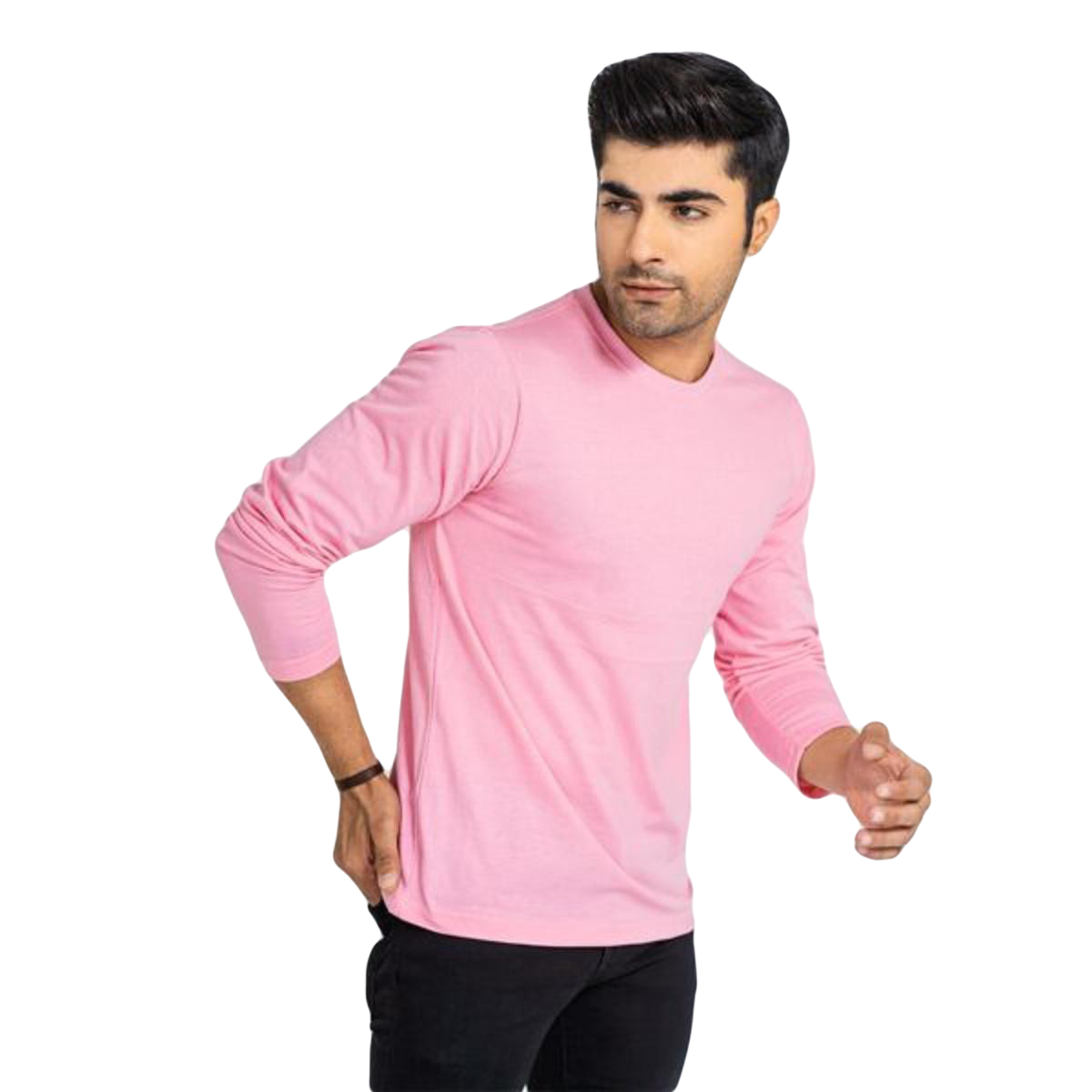 Basic Pink Full Sleeve Tshirt For men
