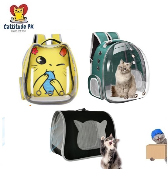 Pet Cat Backpack Pet Carrier Bag Cat Carrying Bag - Beautiful Transparent Portable Cat Carrier Bag - Multicolor Available