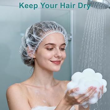 6 Shower Cap Reusable Waterproof - Large Plastic Shower Caps Hair Treatment Deep Conditioning Cap Shower Hat Hair Care Bathing Travel Essentials Washable Cover Women Men Long Hair