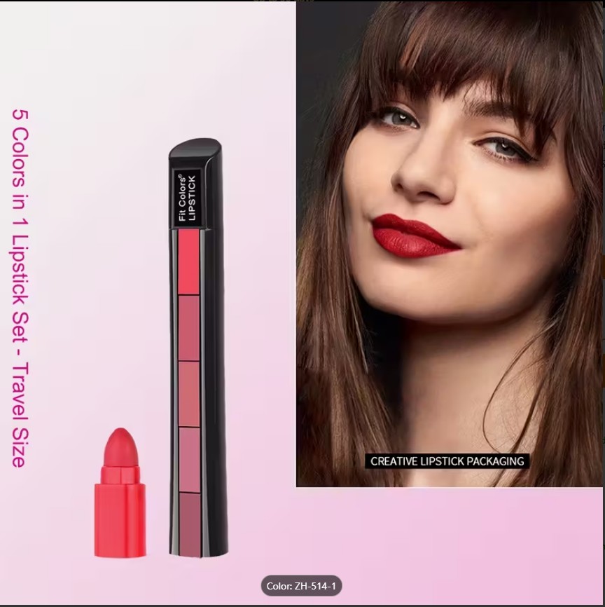 5-in-1 Multi-Function Makeup Set –1 stick contain multiple task ( Matte Lipsticks, Eyeshadow, & Blush Highlighter in One Compact Kit)