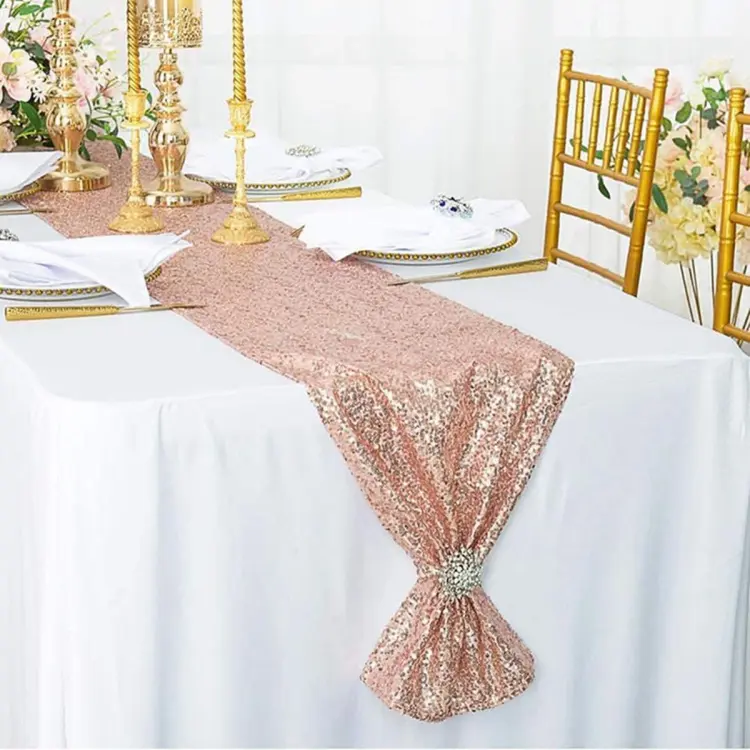 Gold sequin 2025 table skirt