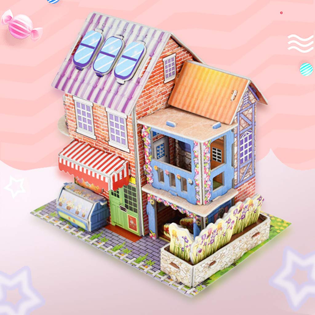 3D Puzzle Jigsaw Paper Model |3D House Building Puzzle | Learning Educational Toys For Children | Kid Gift 3D DIY Puzzle Citadel Model Cartoon House Assembling Toy Kid Early Learning