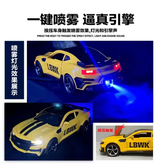 1:24 Chevrolet Camaro LBWK Diecast Model Car – Alloy Metal Body, Openable Doors, Pullback Action, Collector’s Edition Toy Car view 5