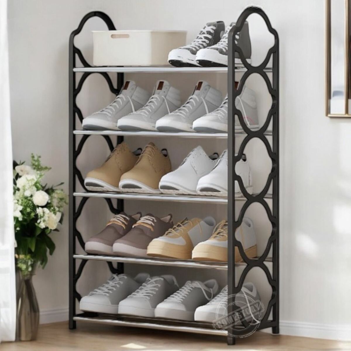 Shoe Rack Organizer - Stainless Steel Shoe Rack - Fashion Shoe Rack - Shoe Storage 5 Tiers Heavyweight Shoe Stand Rack Accessories Rack for Home and Office Durable Non Breakable Shoe Organizer Stainless Steel Layer Shoe Rack Easy Assembly