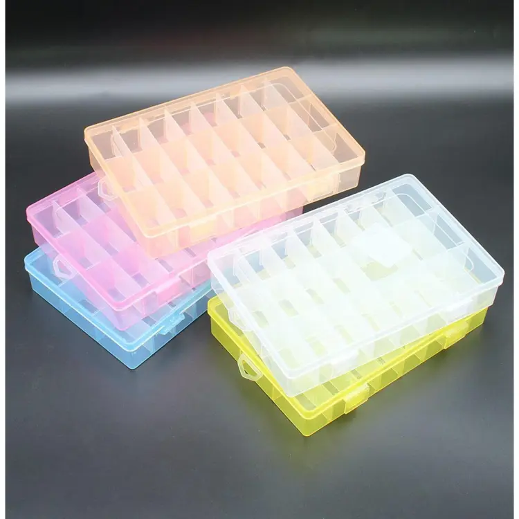 24 Slots Separable Colorful Portable Jewelry Tool Storage Box Container  Ring Electronic Parts Screw Beads Organizer Plastic Box