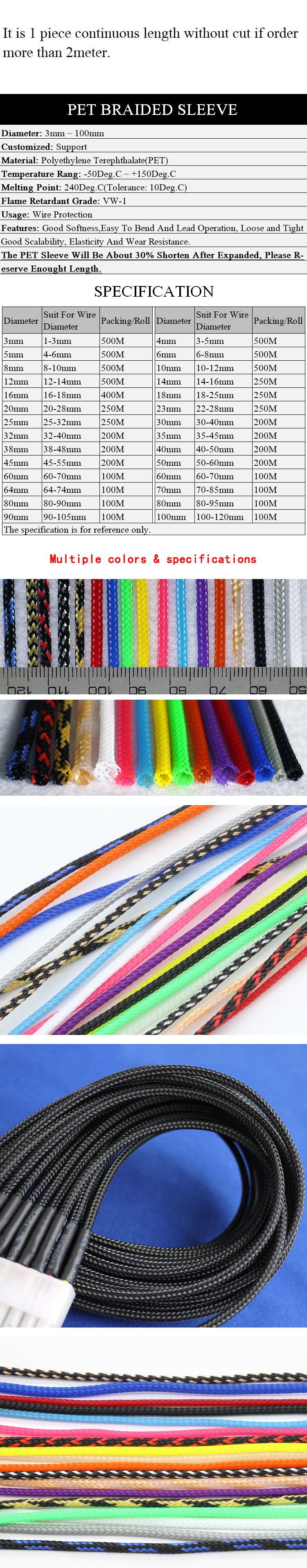 10 meters PET Braided Sleeve Expandable Cable Wire Wrap Insulated