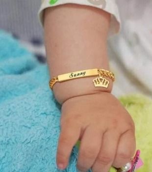 Customize Baby bracelet with name engraved with Crown