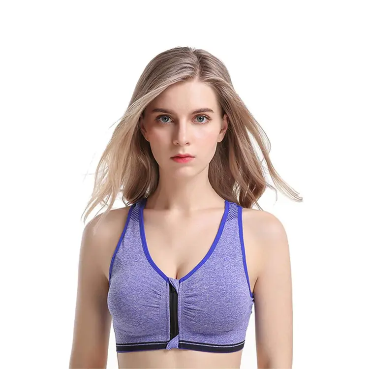 Women's Zip Front Full Cup Padded Sports Bra Wireless High Impact Active  Yoga Sports Bras