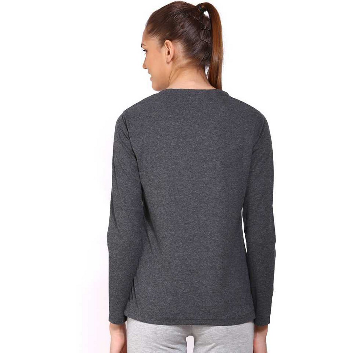 The Vintage Clothing charcoal premium quality full sleeves T shirt top for women