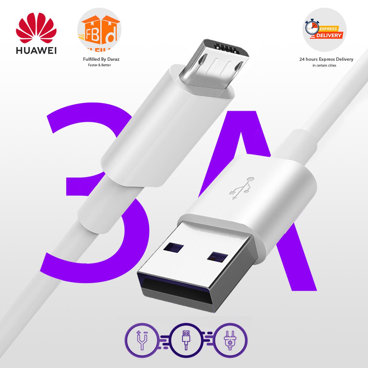 Original Fast charging 3A 1.2m Micro USB Genuine Pure Copper Data Cable for All Android Smartphones - Phone Charger Cable White price in Pakistan