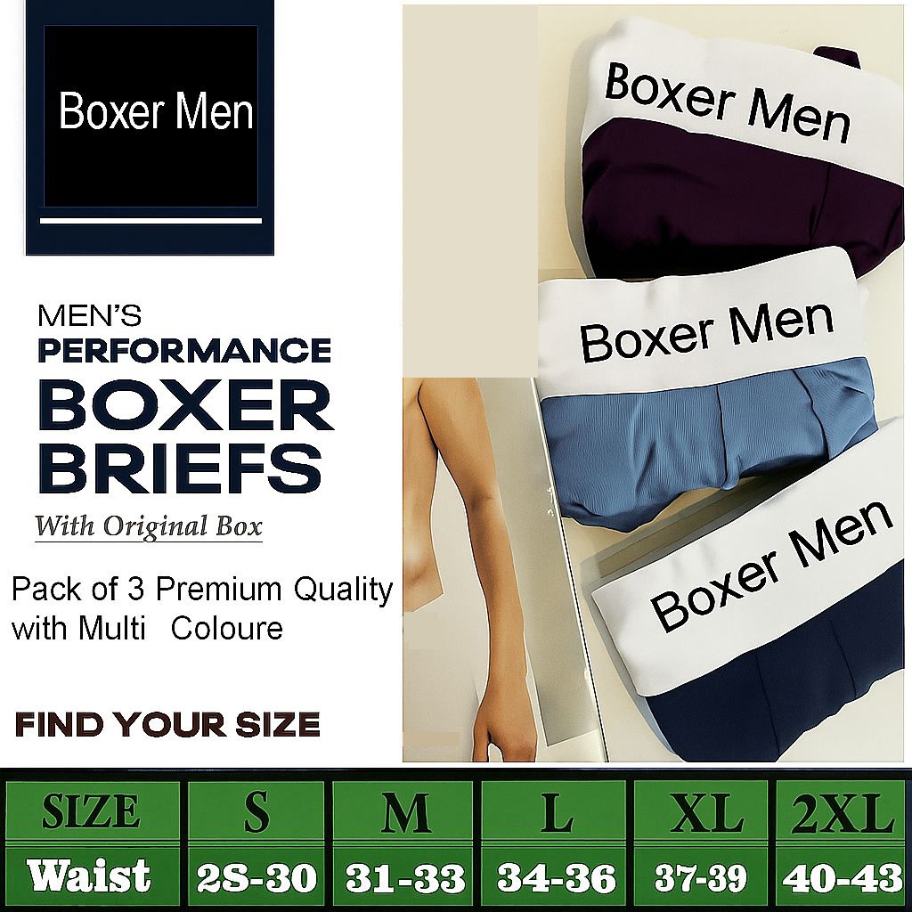 Underwear boxer for men with export and premium quality pack of 3