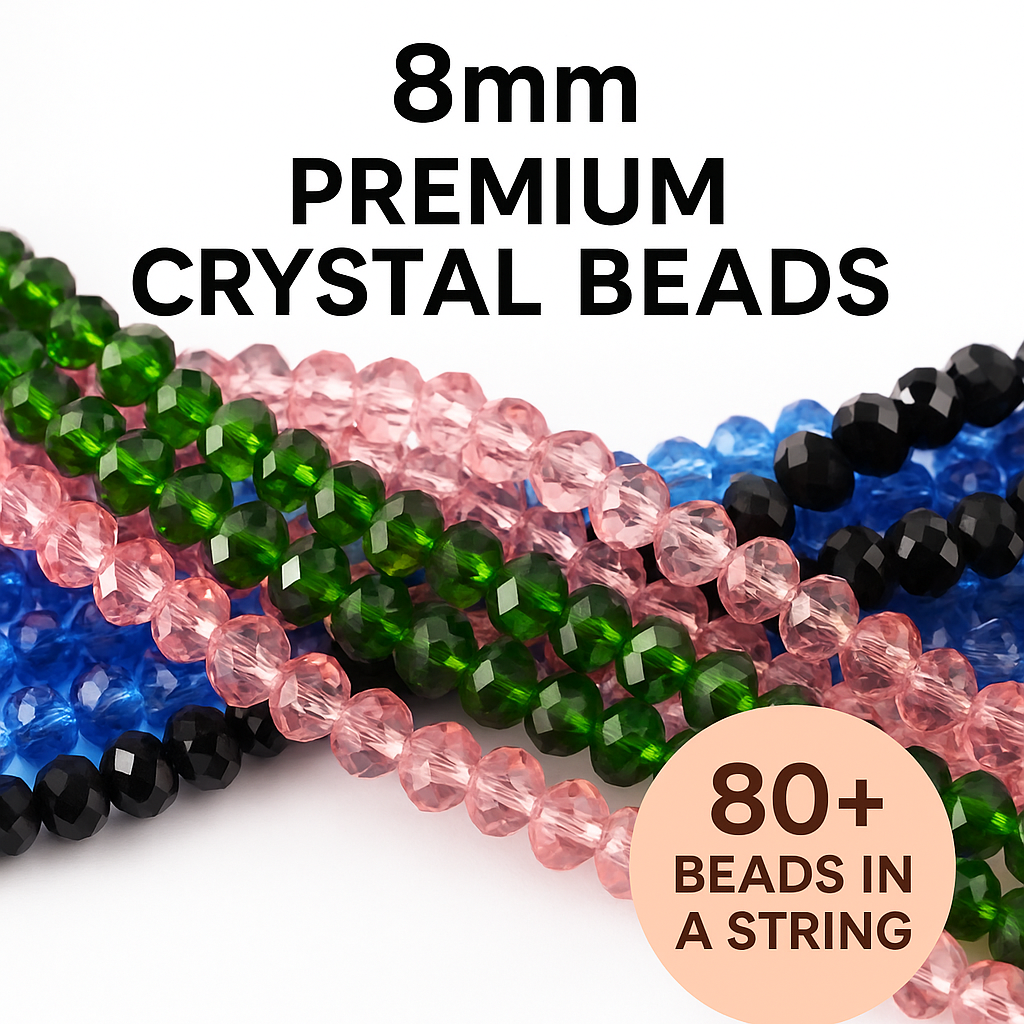 8mm Crystal Beads String - 70-80 Beads for Jewelry Making & DIY Crafts | High-Quality Beads in Pakistan
