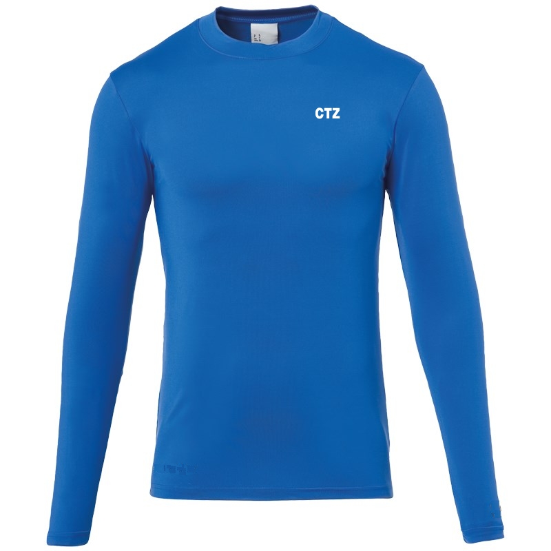 Branded Mens Compression Base Layer Top Long Sleeves Athletic Workout Royal Blue