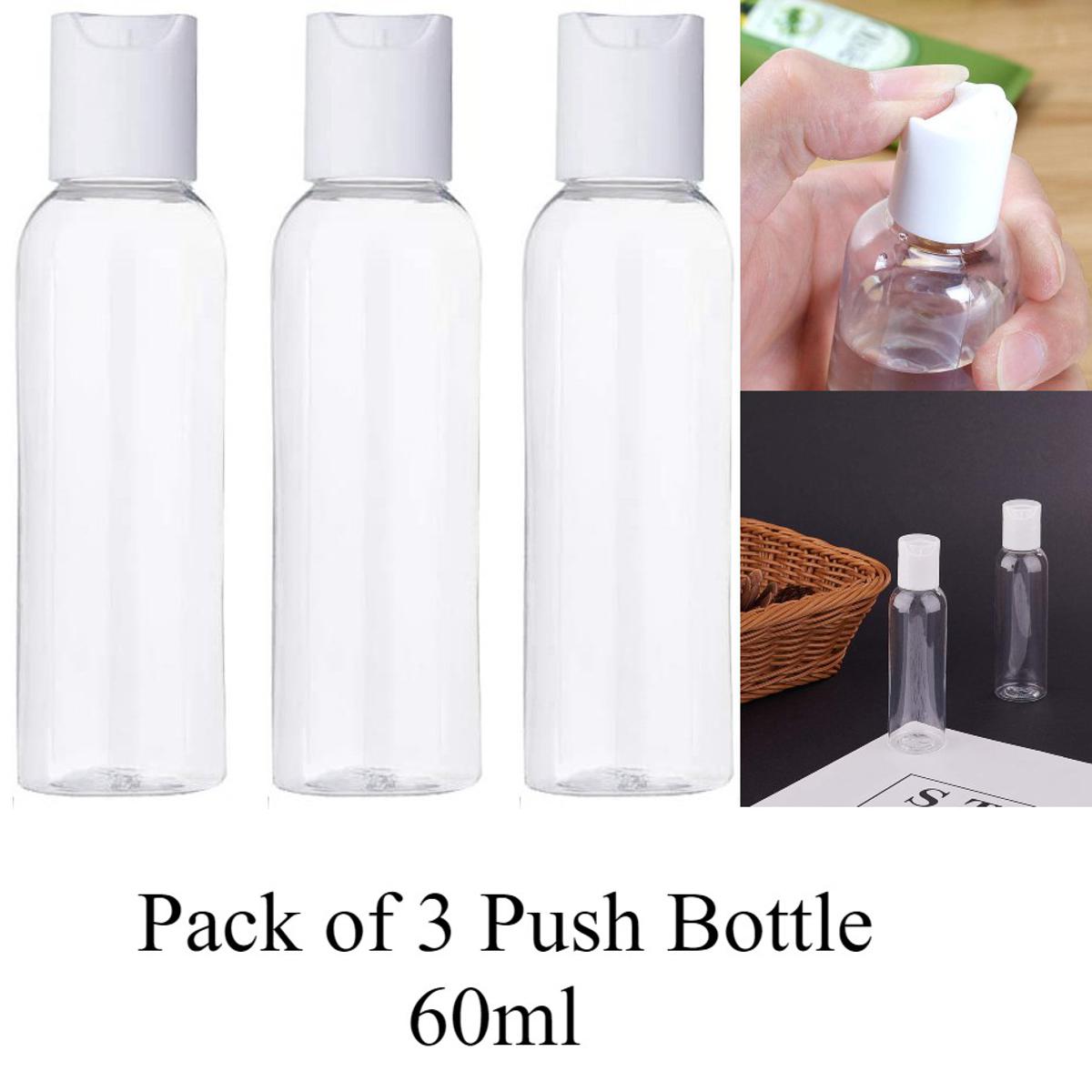 60ml Transparent Empty Plastic Bottles Press Push Bottle, Hair Oil