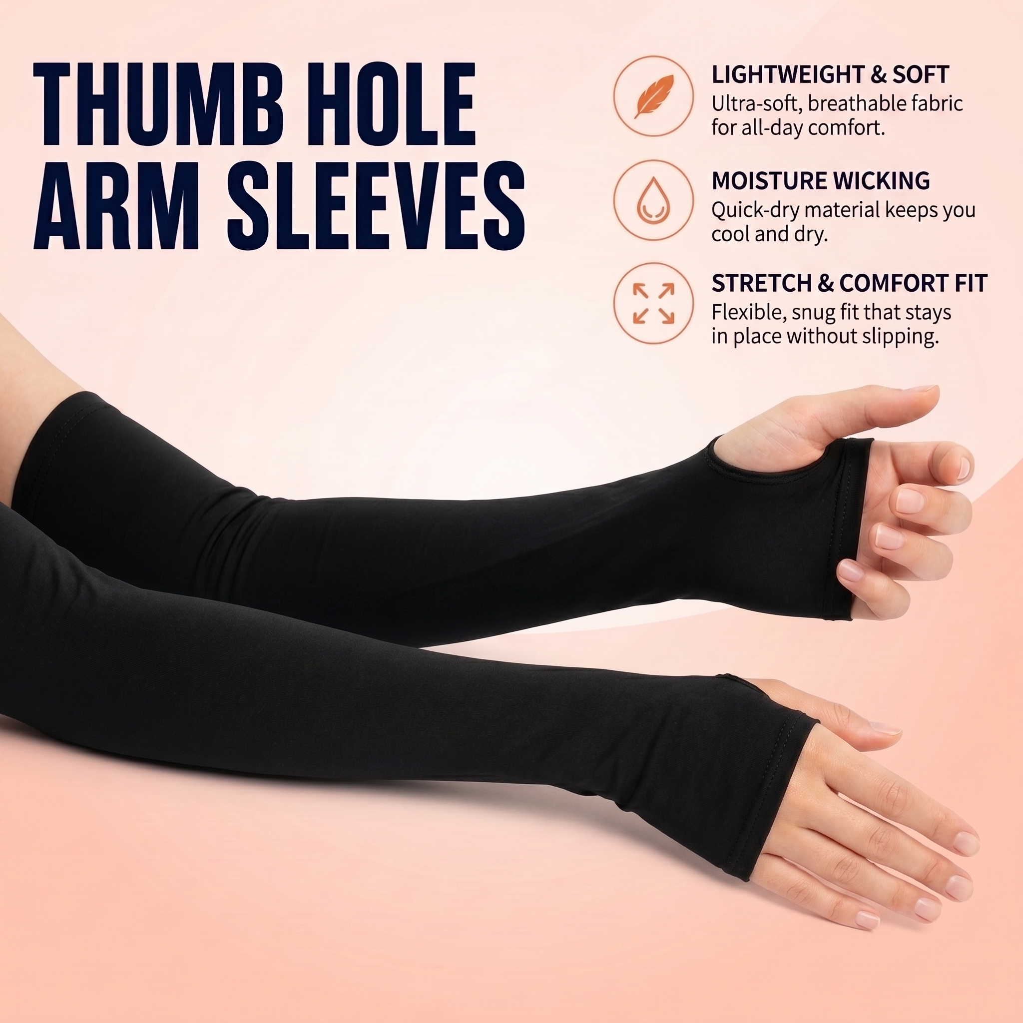 Sleeves For Arms For Girls | Thumb Hole UV Protection Cooling Arm Sleeves Stretchable Summer Outdoor Wear