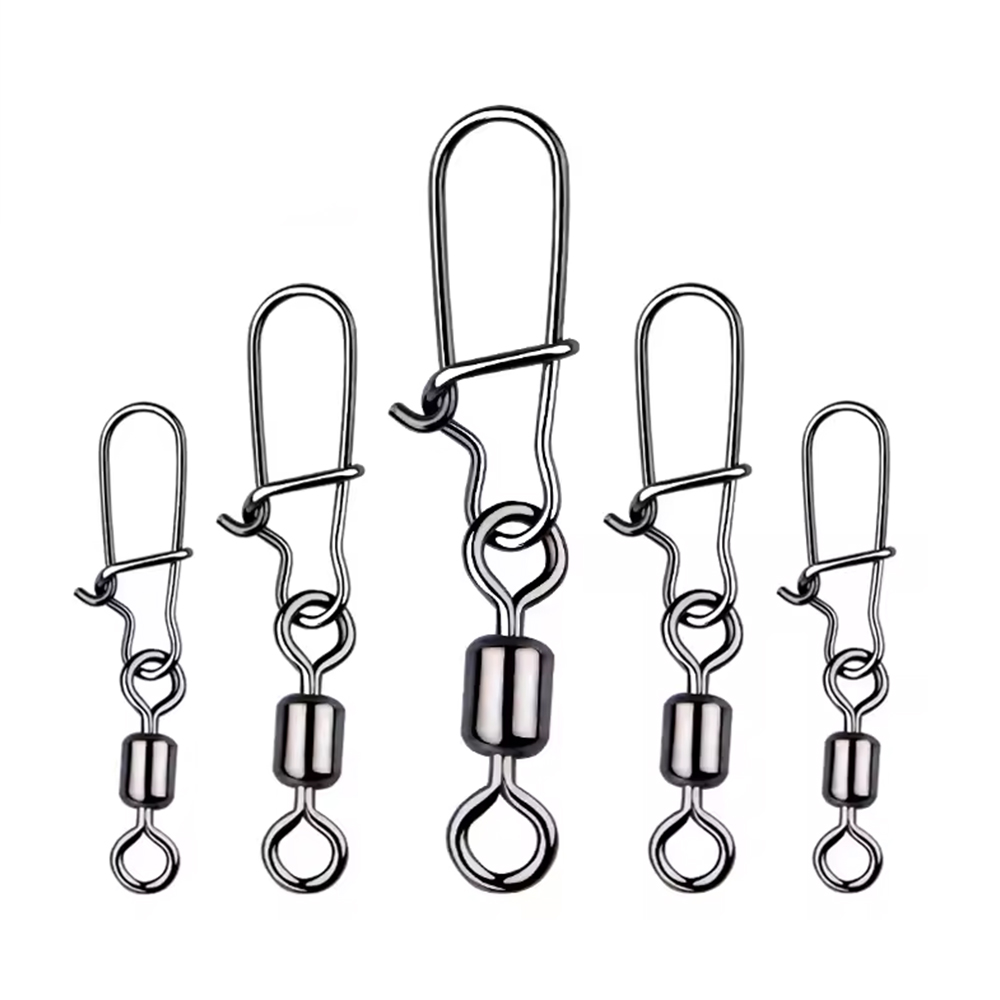 25pcs Stainless Steel Fishing Connector Pin Bearing Rolling Swivel Snap in Box Fishing Tackle Accessories For Lure Hook Fishing Connectors