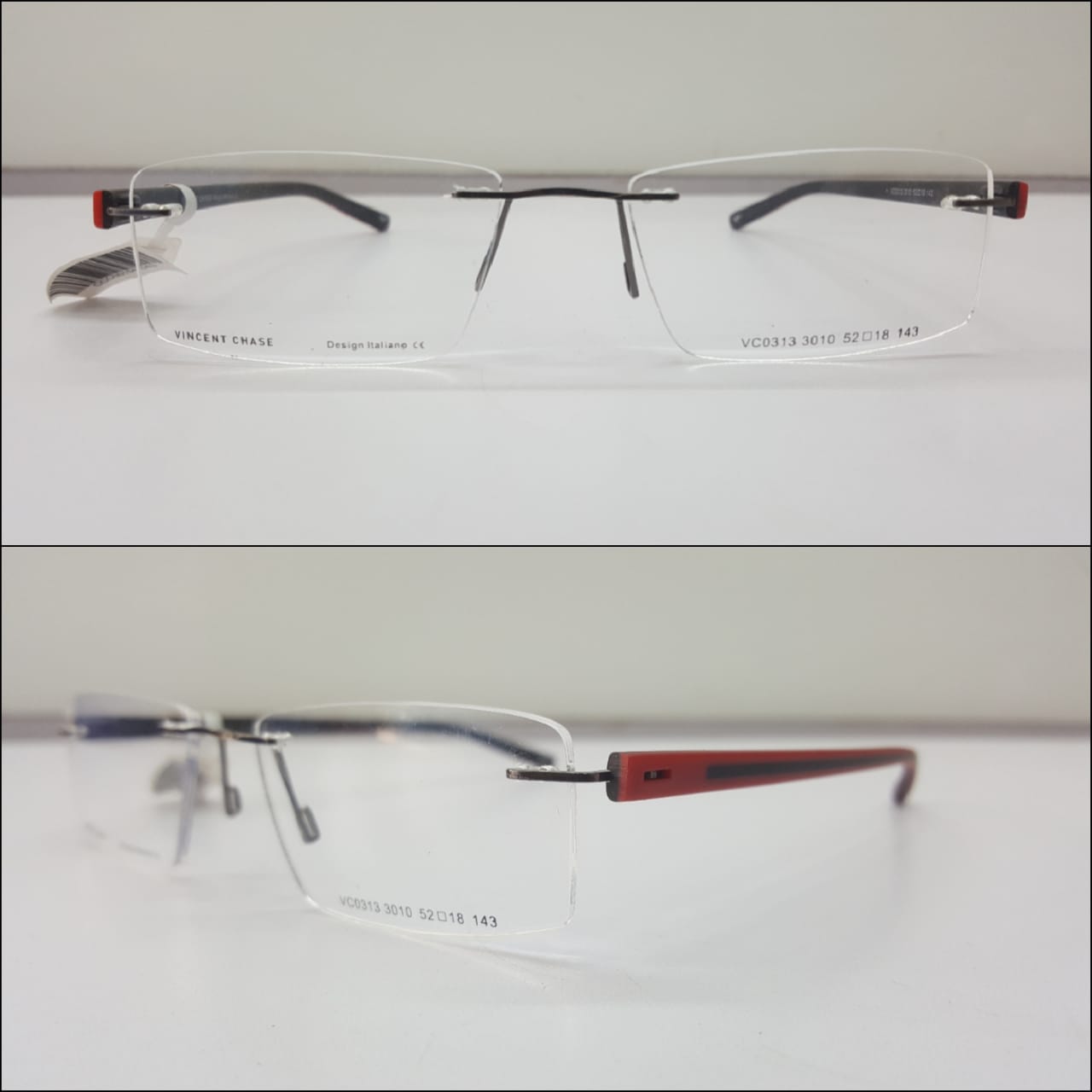 red metaless Prescription Eyeglasses