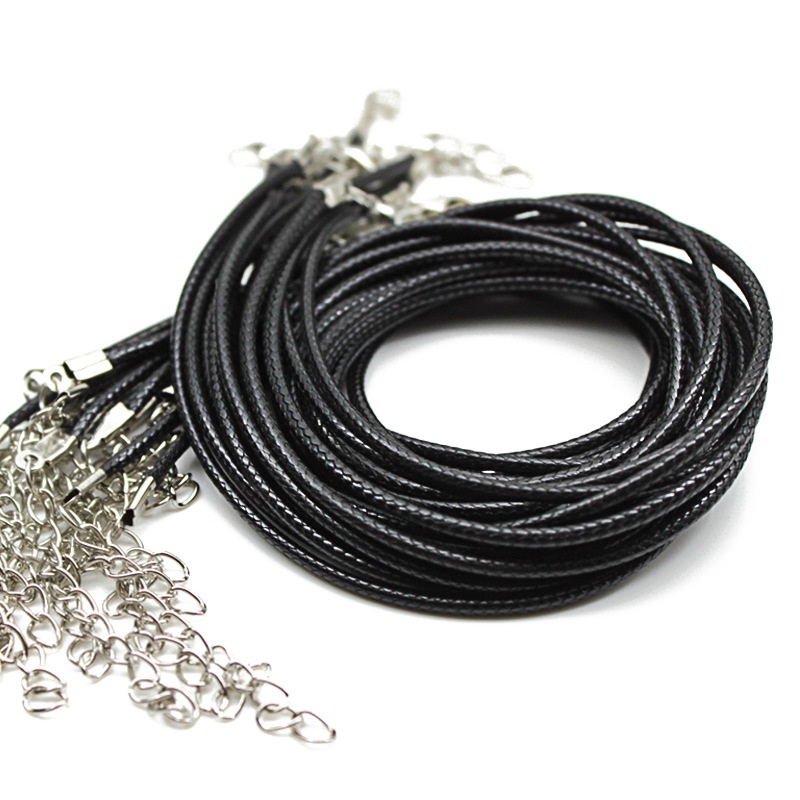 18'' Black Silk Necklace Cord Chain Cotton Rope with Clasp 2.0mm (5Pcs)