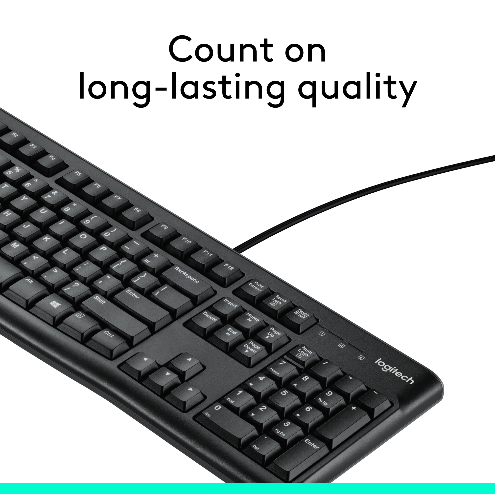 Logitech K120 Wired Keyboard for Windows, USB Plug-and-Play, Full-Size, Spill-Resistant Compatible with PC, Laptop