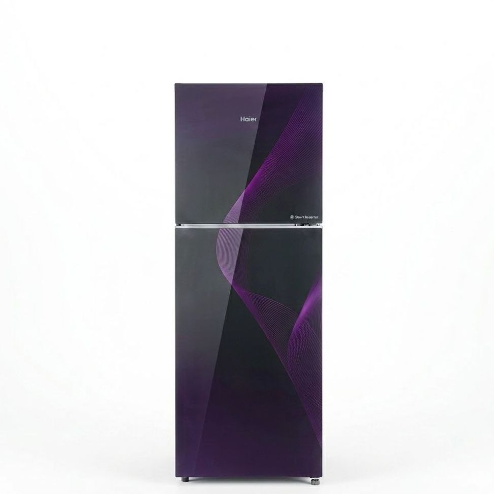 Haier HRF-458TIFPA1 DC Purple Glass Refrigerator | 15.5 Cubic Feet Twin Inverter Fridge | A.SPE Sterilization | Turbo Cooling | Energy Efficient Double Door Refrigerator