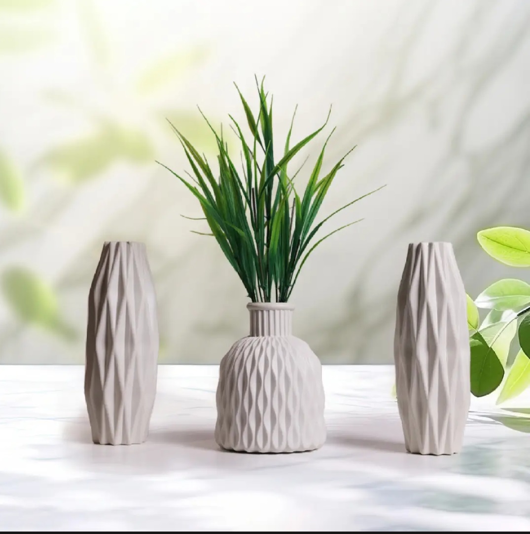 Pack of 3 Plastic Vases Drop Resistant Washable Flower Arrangements for Home and Wedding Decor