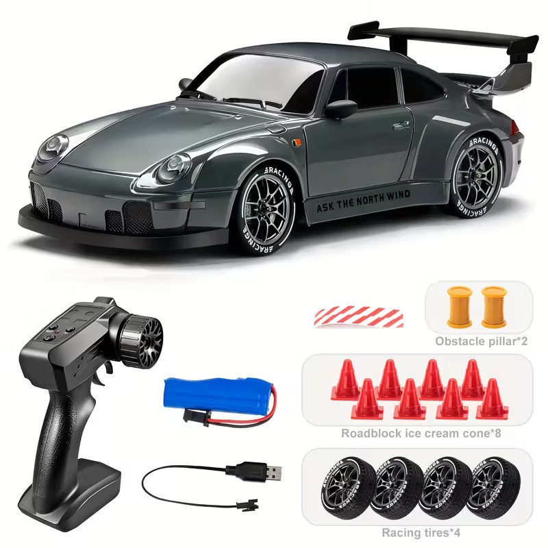 Remote Control Drifting Car 4WD RC Toy with Lights, Tires, and Barricade Tool, Perfect Birthday Thanksgiving Gift for Boys and Girls, Stunt Rc Car, Highspeed Rc Car, Remote Control Car