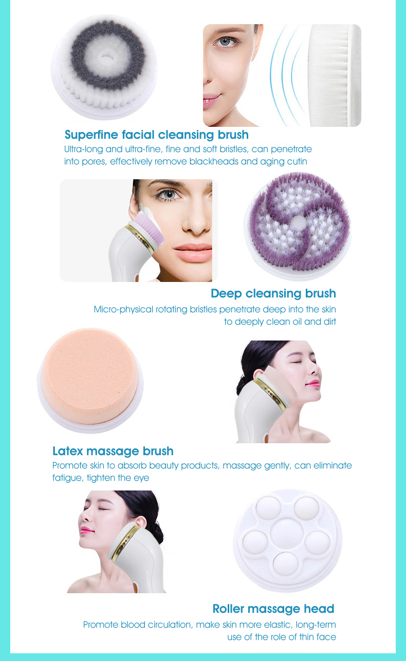 Skin Deep Washing Massager Silicone Face Cleaner 4 In 1 Electric Multi