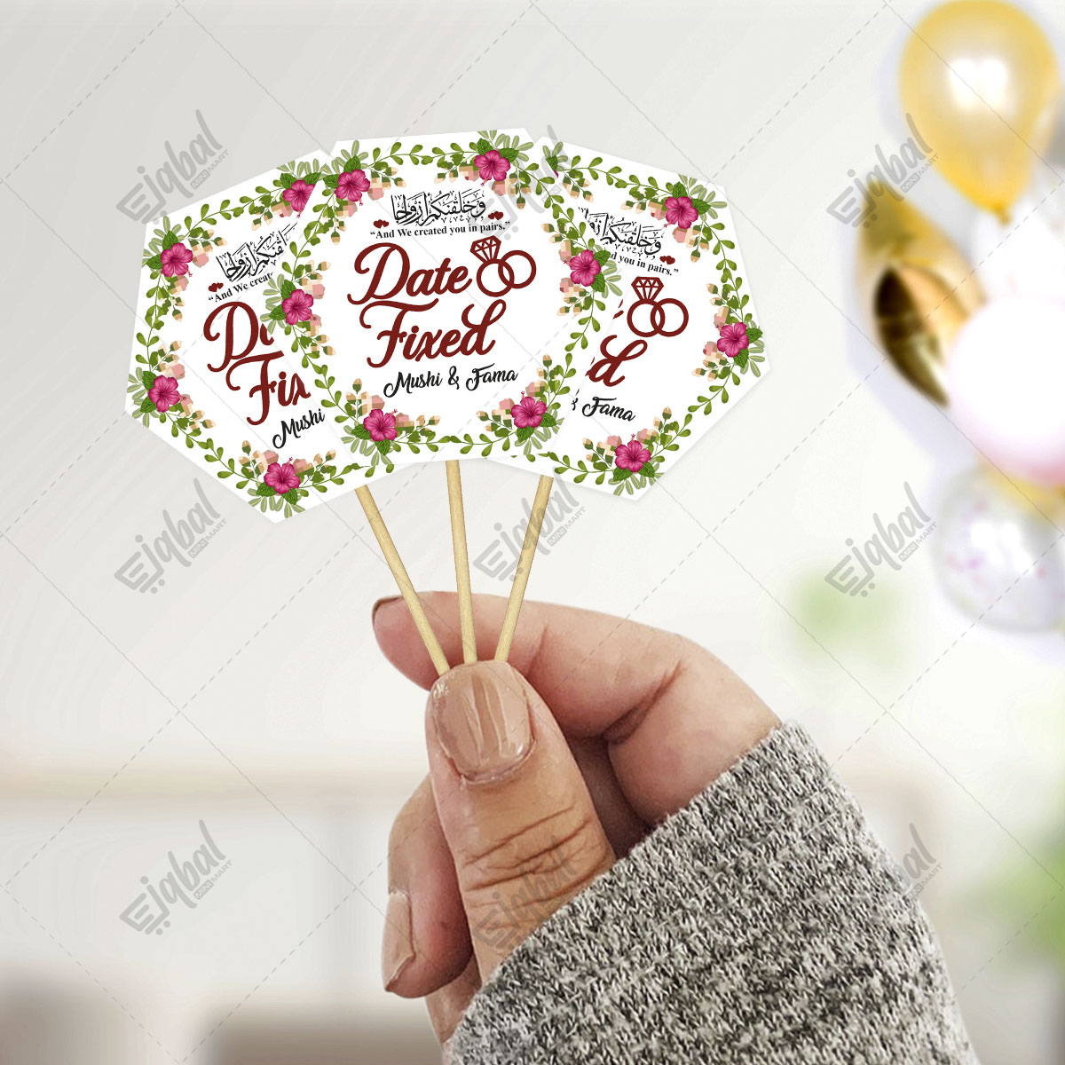 Customized Date fixed Mithai Cupcake Toppers Pack of 10 Engagement ...