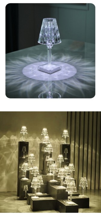 Vimite Touch Led Table Light Lamp Usb Rechargeable 3-Colors Dimming Crystal Diamond Desk Lamp Lampshade Night Light For Bedroom Room Bedside Home Decoration