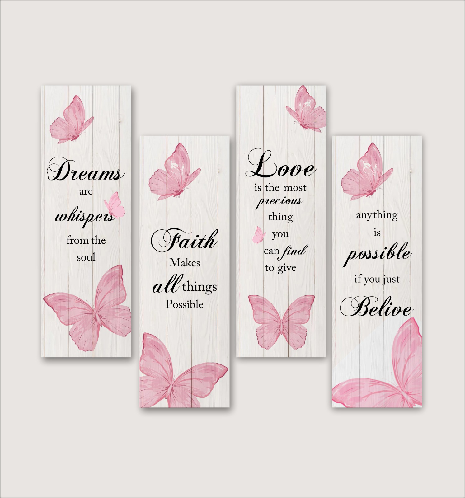 Set of 4 Wall Decor for Living Room- Boho Aesthetic Wall Hangings for Home/Wall Decoration Items for Living Room Wall Art Bedroom Eco-Friendly Recycled Board-Double Tape wall decor (Floral)