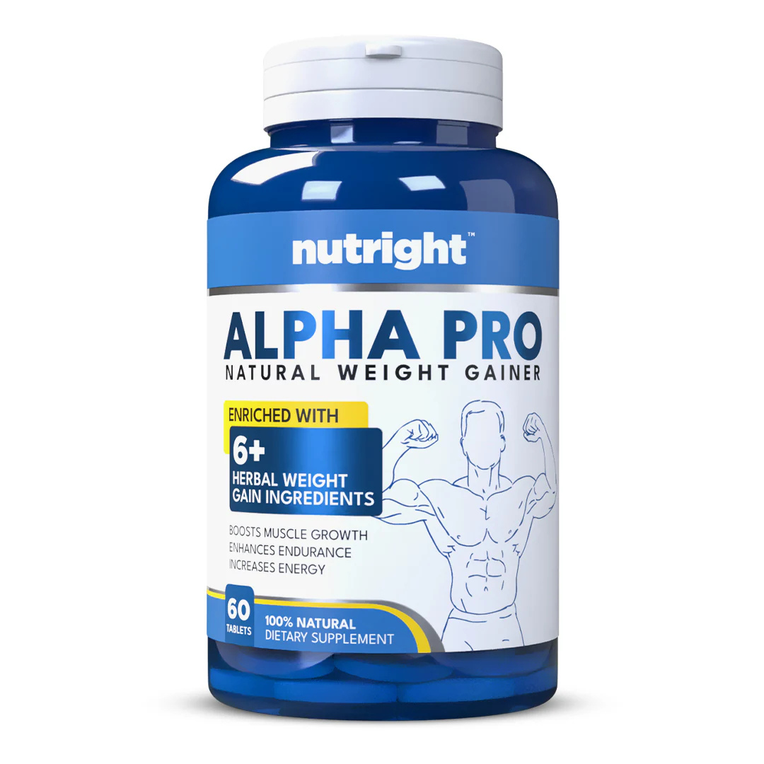 Nutright | Alpha Pro | Buy 2 Get 1 FREE | Natural Weight Gainer - For Men & Women | 100% Original | Naturally Supports Healthy Weight & Muscle Gain | Boosts Appetite and Improves Digestion | 100% Herbal Formula | DRAP Approved | 60 Tablets.