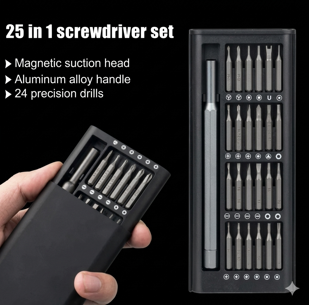24 in 1 Magnetic Precision Screwdriver Set | Multi-Function Repair Tool Kit for Mobile, Laptop, Watch, Glasses & Electronics | Professional Precision Kit for Repairing | 25 in 1 Screwdriver Kit
