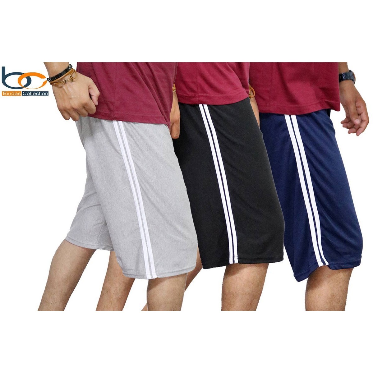 Bindas Collection Shorts for Men Pack of 3 Summer Cotton Jersey Fabric Unique Design Random Colors