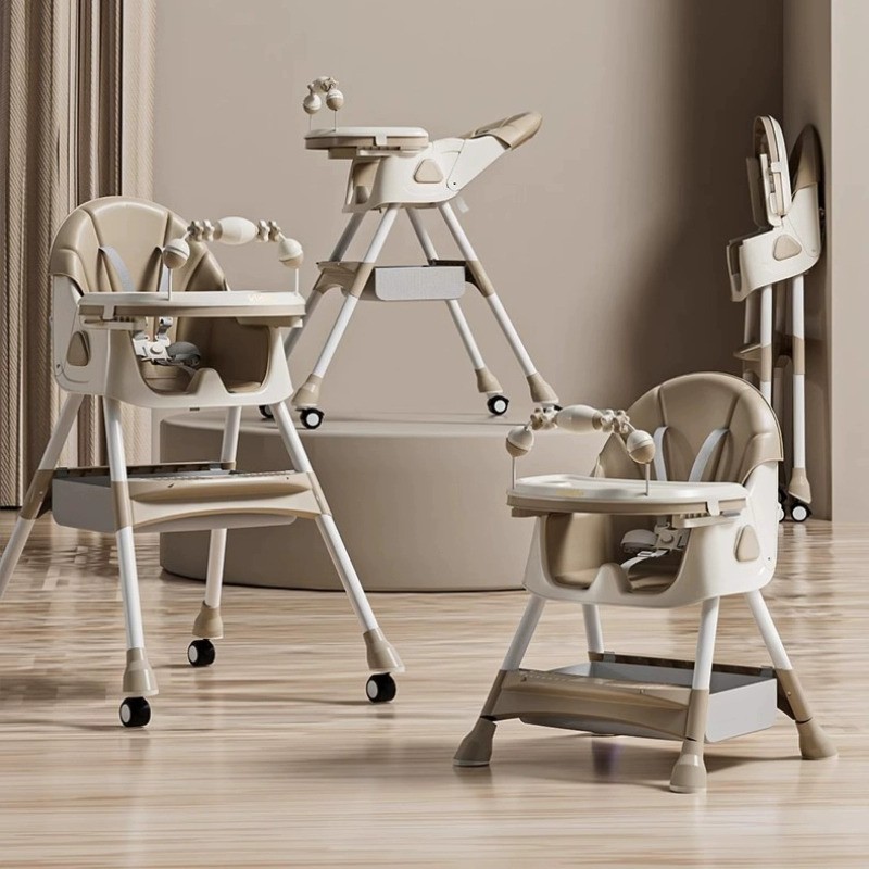 Kidilo 4 in 1 Highchair, Foldable, Double Tray, Adjustable Height