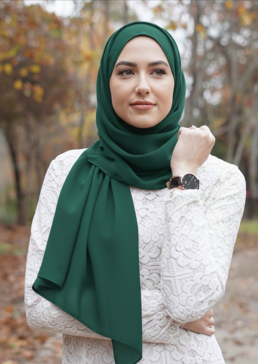 Alhareem Chiffon Hijab Scarf for Women, Flower Design with Tassels, Head Wrap Shawl