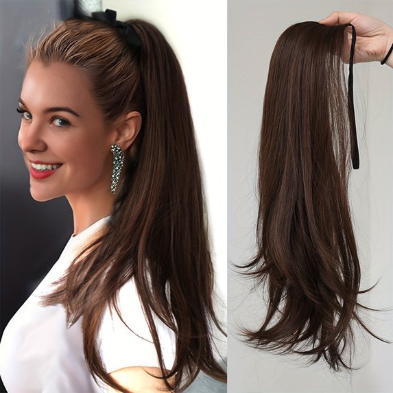 Women Hairpiece Long Straight Clip In Ponytail Pony Tail Hair Extension Wig