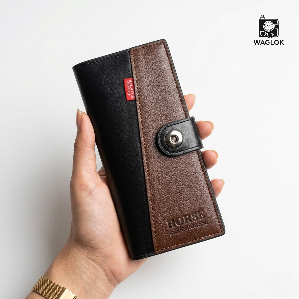 Dual Shade Magnetic Button Wallet LB-526 Long Wallet for Men & Women