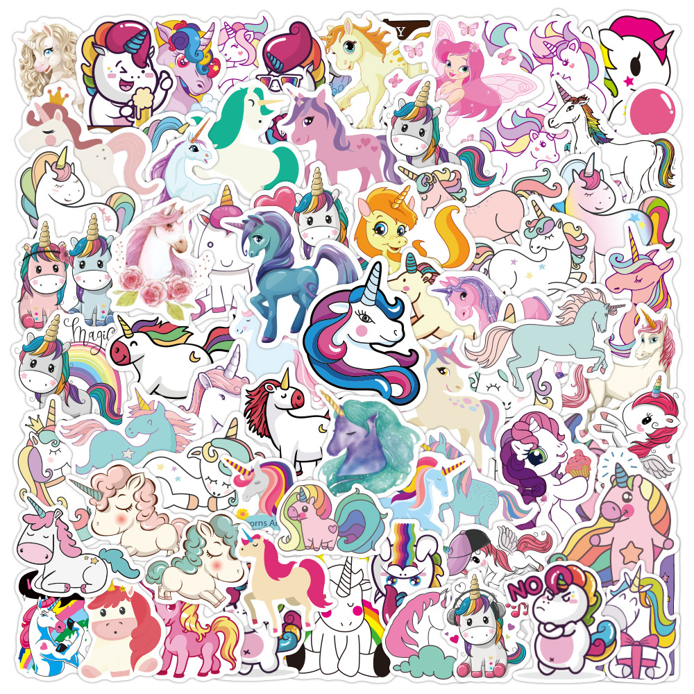 100Pcs Stickers for Unicorn Cartoon Animal Waterproof Cute Graffiti ...