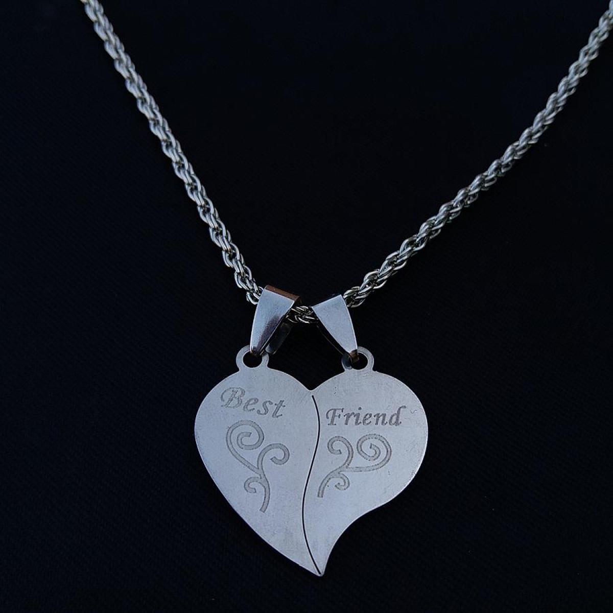 Best Friend Gift Heart Silver Plated Pendants Necklace Bff Friendship