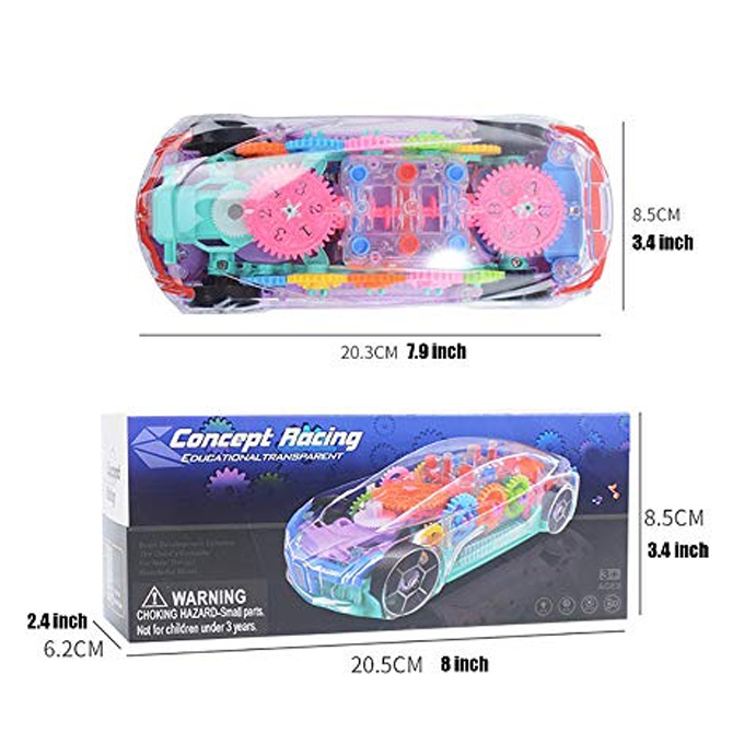 Concept Racing Colorful Car Educational Transparent Battery Operated