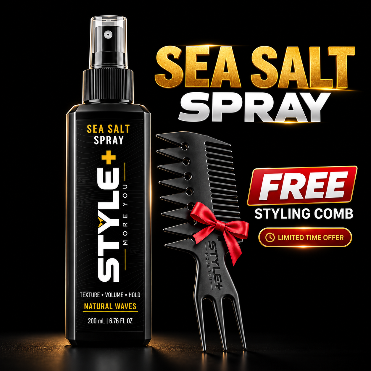 Sea Salt Hair Spray by Style+ | Natural Beach Waves & Volume(200ml) with Free Gift Inside
